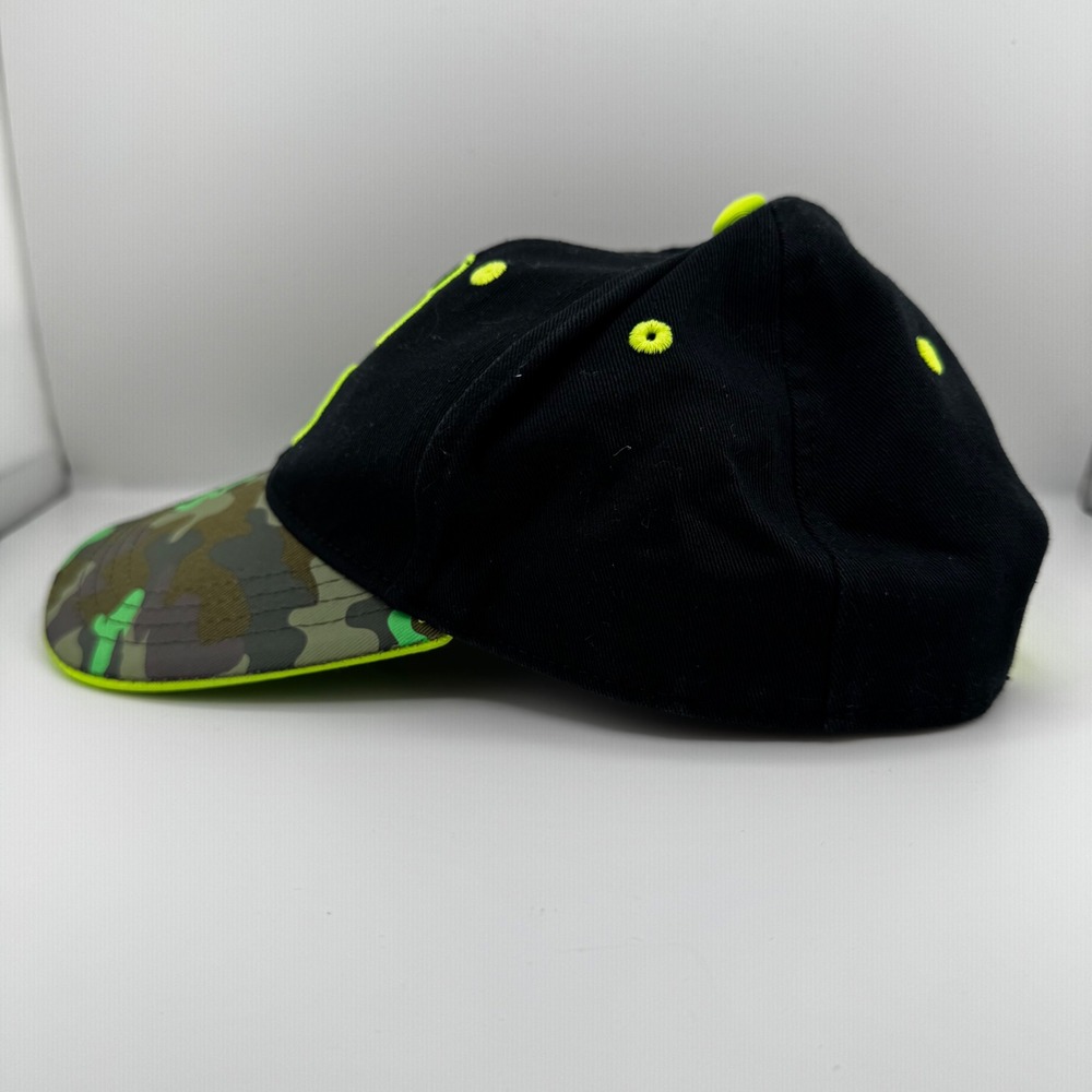 Disney Mickey Mouse Hat Kids OSFM Black Neon Green Camo Good Adjustable Cap - Picture 5 of 8
